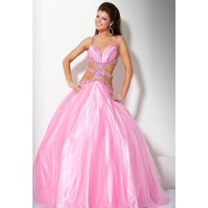 Jovani Sexy Tulle Ball Gown with Open Sides Purple